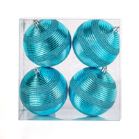 4-Piece Shatterproof Swirling Blue Ornaments - National Tree Company