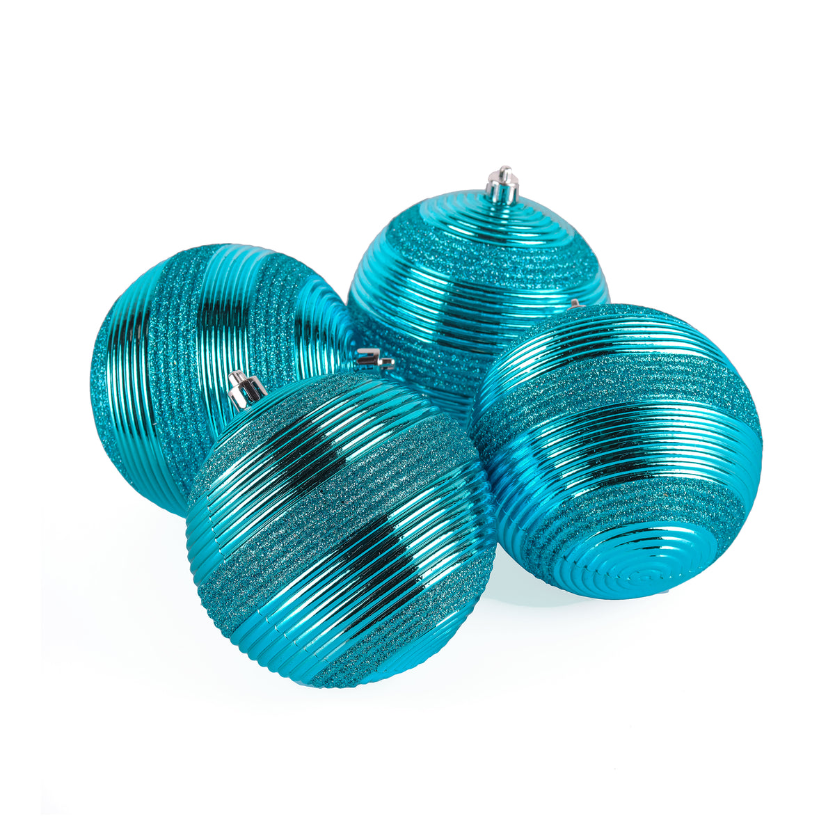 4.5 in. Blue Christmas Ball Shatterproof Swirling Bauble Ornaments Set - National Tree Company