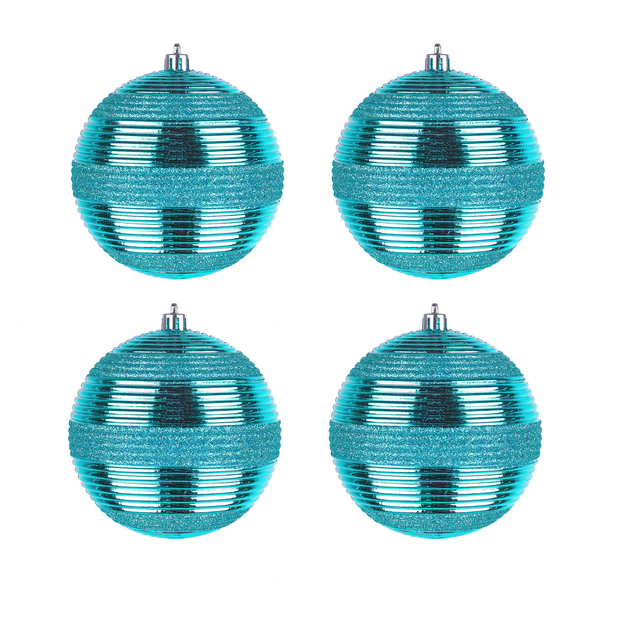 4.5 in. Blue Christmas Ball Shatterproof Swirling Bauble Ornaments Set - National Tree Company