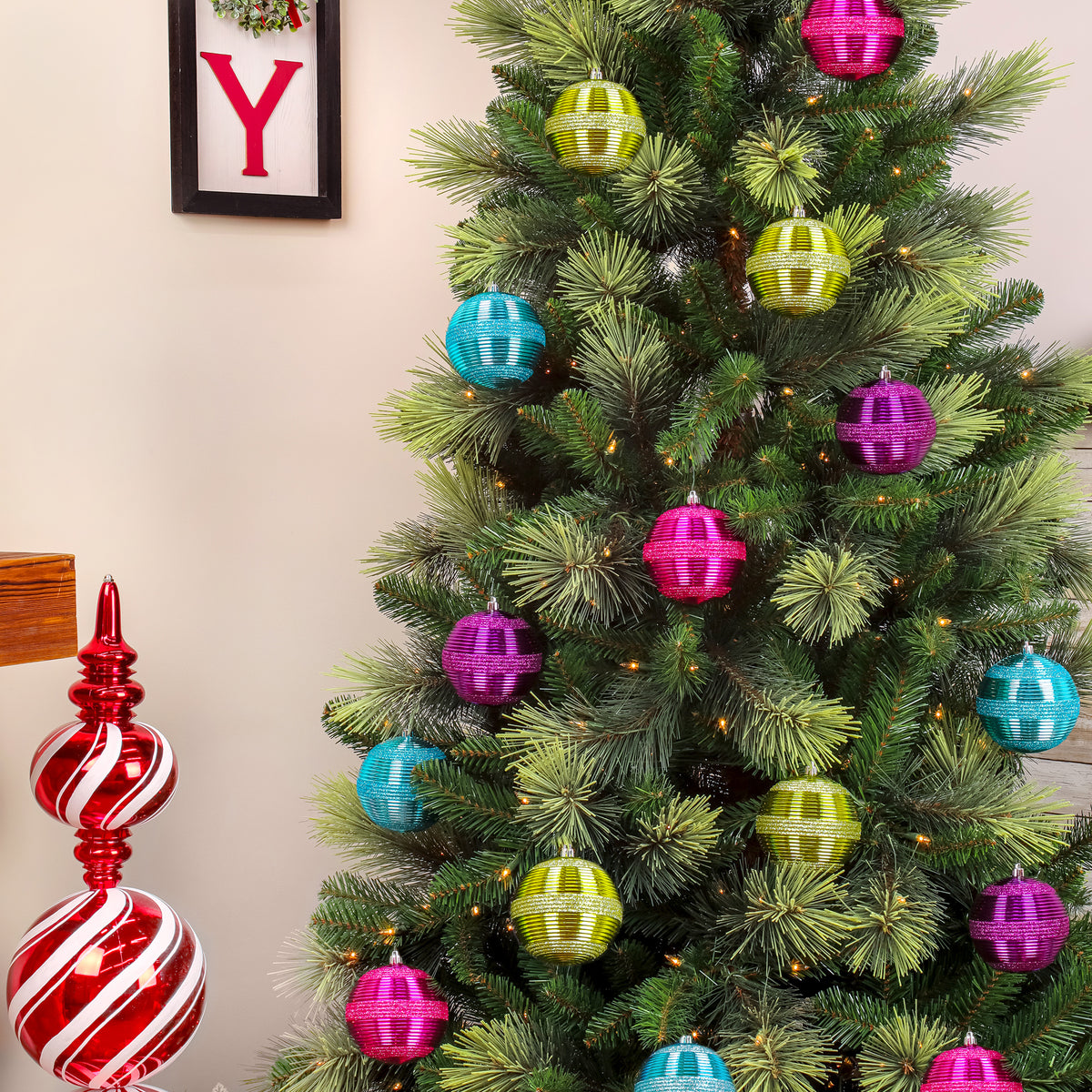 4.5 in. Blue Christmas Ball Shatterproof Swirling Bauble Ornaments Set - National Tree Company