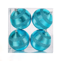 4.5 in. Blue Christmas Ball Shatterproof Swirling Bauble Ornaments Set - National Tree Company