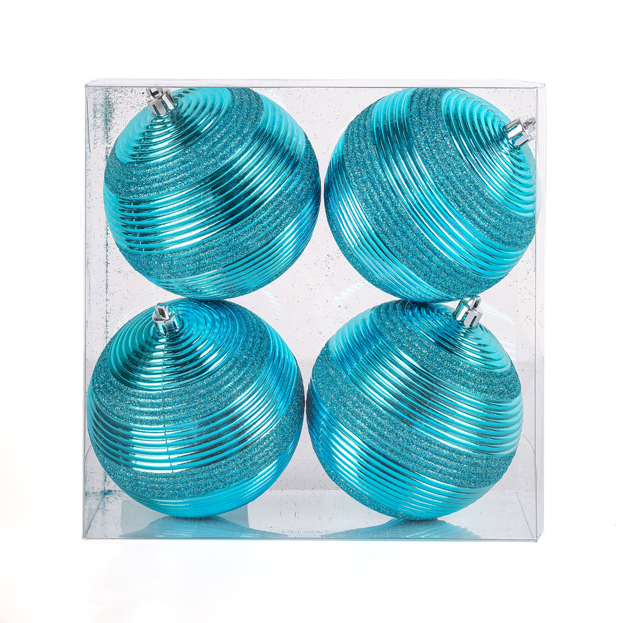 4.5 in. Blue Christmas Ball Shatterproof Swirling Bauble Ornaments Set - National Tree Company