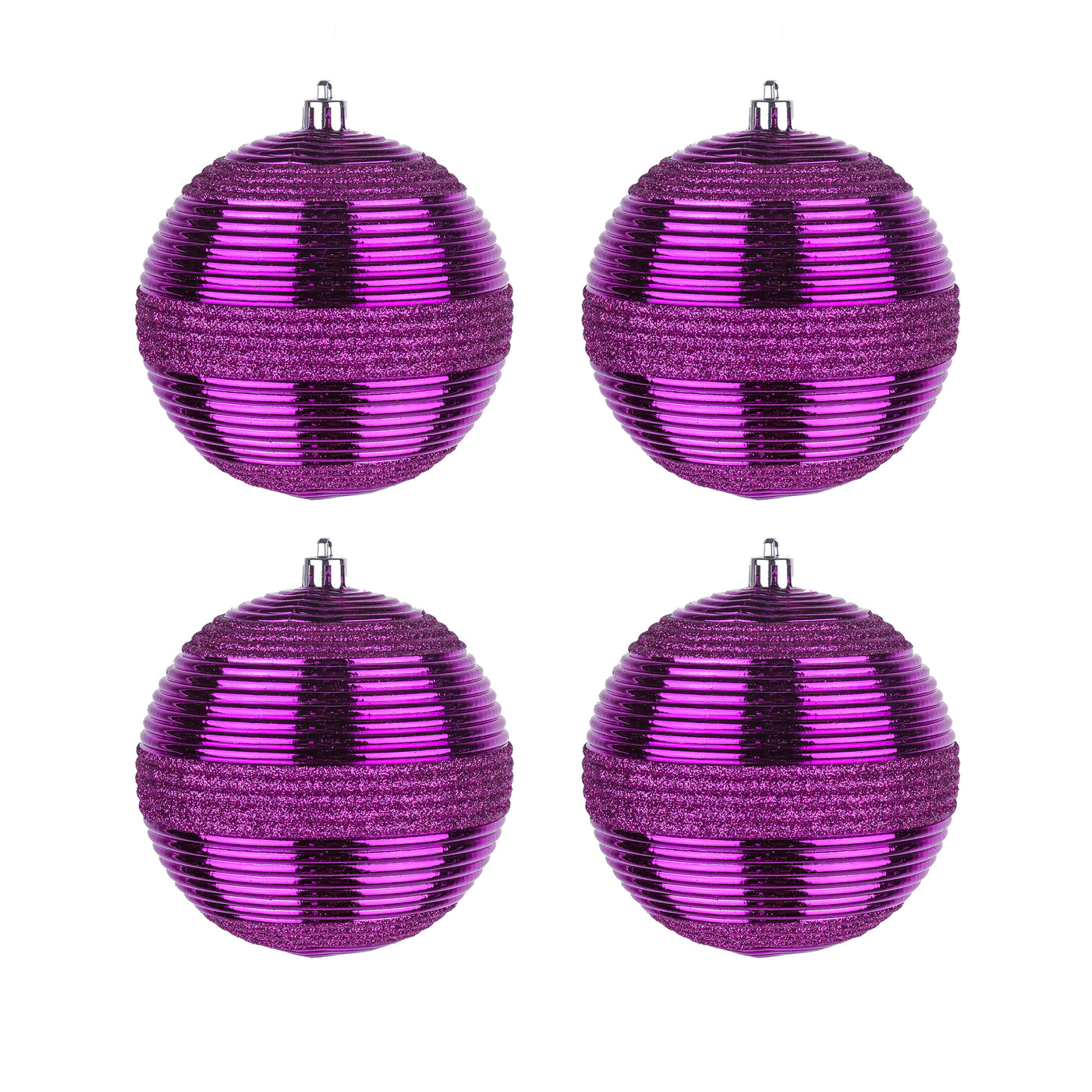 First Traditions 4 Piece Shatterproof Swirling Purple Ornaments - National Tree Company