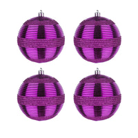 First Traditions 4 Piece Shatterproof Swirling Purple Ornaments - National Tree Company