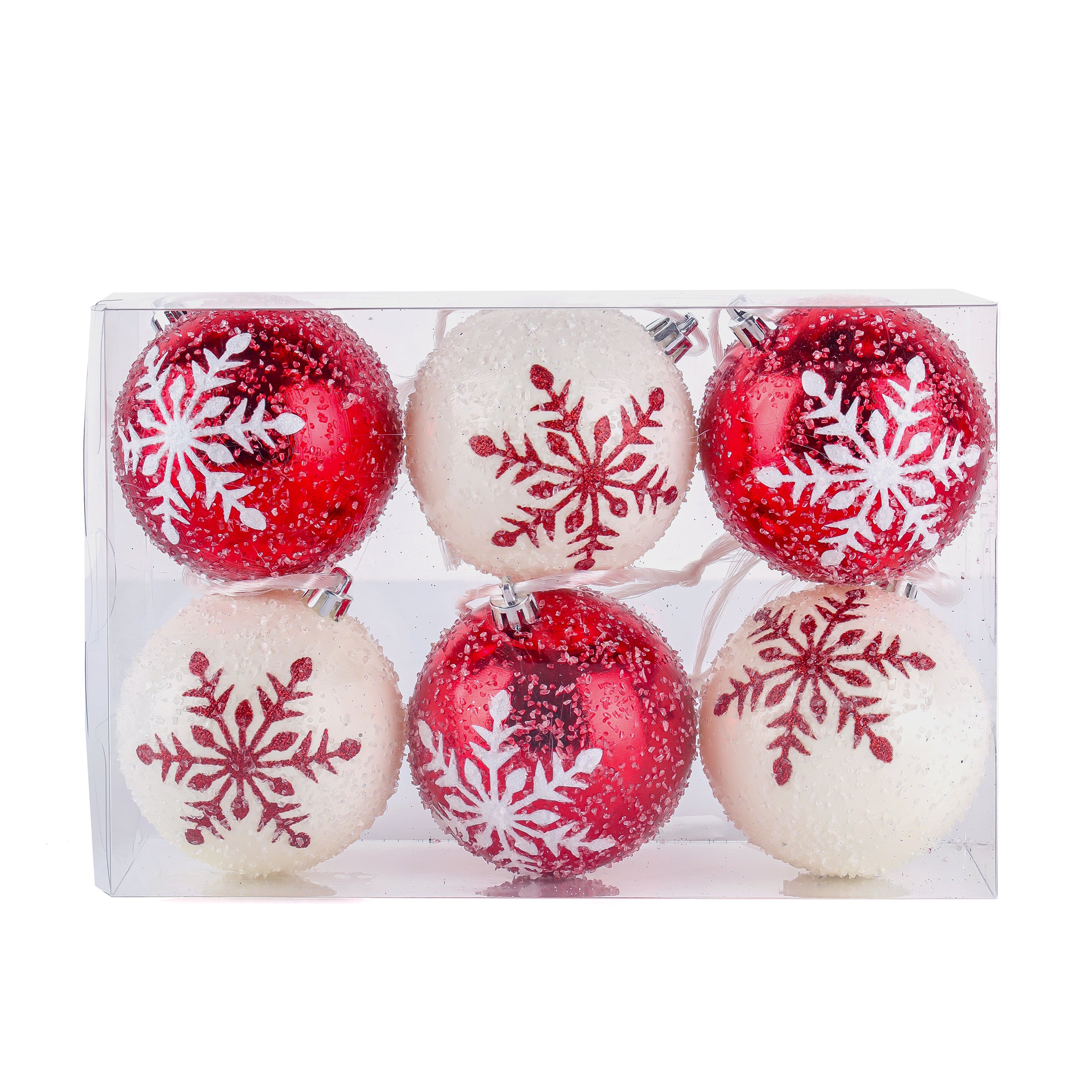 Redlife 48pc Christmas Snowflake Ornaments - Glitter Plastic Snowflakes For Tree Decor | Holiday Party Decorations