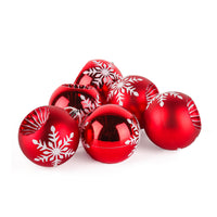 3 in. Red Christmas Ball Shatterproof Snowflake Bauble Ornament Set - National Tree Company