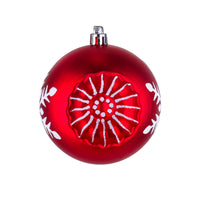 3 in. Red Christmas Ball Shatterproof Snowflake Bauble Ornament Set - National Tree Company