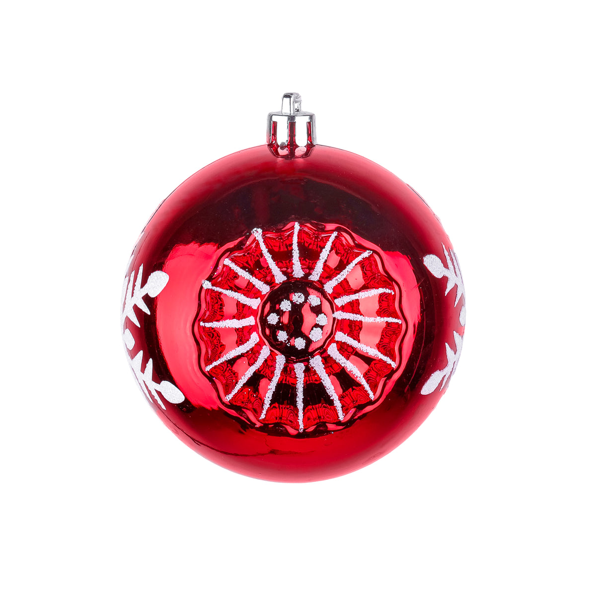 3 in. Red Christmas Ball Shatterproof Snowflake Bauble Ornament Set - National Tree Company