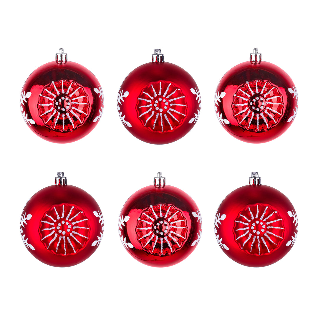 First Traditions 6 Piece Shatterproof Snowflake Red Ornaments