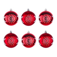 3 in. Red Christmas Ball Shatterproof Snowflake Bauble Ornament Set - National Tree Company