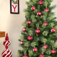 3 in. Red Christmas Ball Shatterproof Snowflake Bauble Ornament Set - National Tree Company