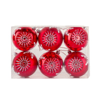 3 in. Red Christmas Ball Shatterproof Snowflake Bauble Ornament Set - National Tree Company