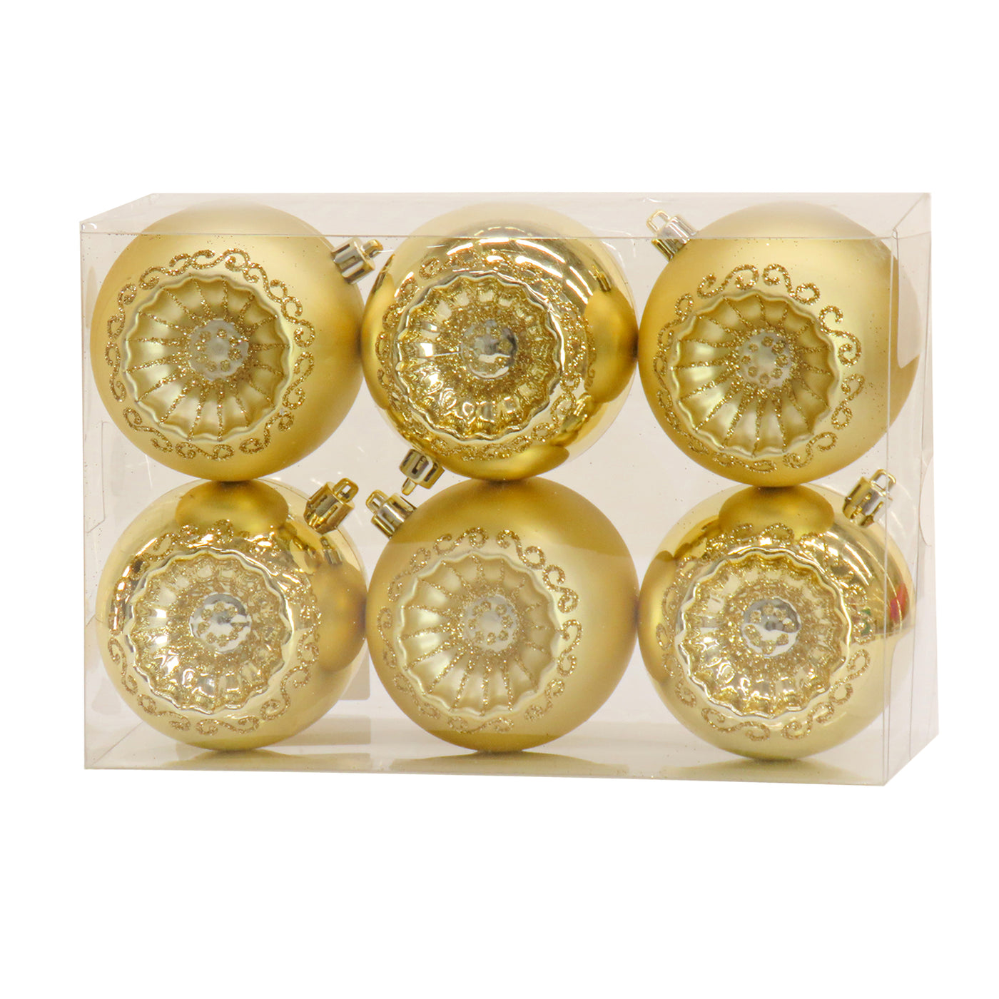 First Traditions 6 Piece Shatterproof Glittering Gold Ornaments - National Tree Company