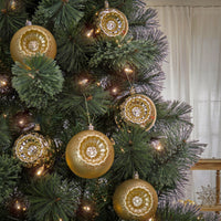 First Traditions 6 Piece Shatterproof Glittering Gold Ornaments - National Tree Company