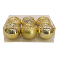 First Traditions 6 Piece Shatterproof Glittering Gold Ornaments - National Tree Company