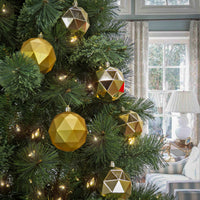 3 in. Gold Christmas Ball Shatterproof Geometric Bauble Ornament Set - National Tree Company