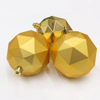 3 in. Gold Christmas Ball Shatterproof Geometric Bauble Ornament Set - National Tree Company