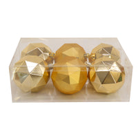 3 in. Gold Christmas Ball Shatterproof Geometric Bauble Ornament Set - National Tree Company