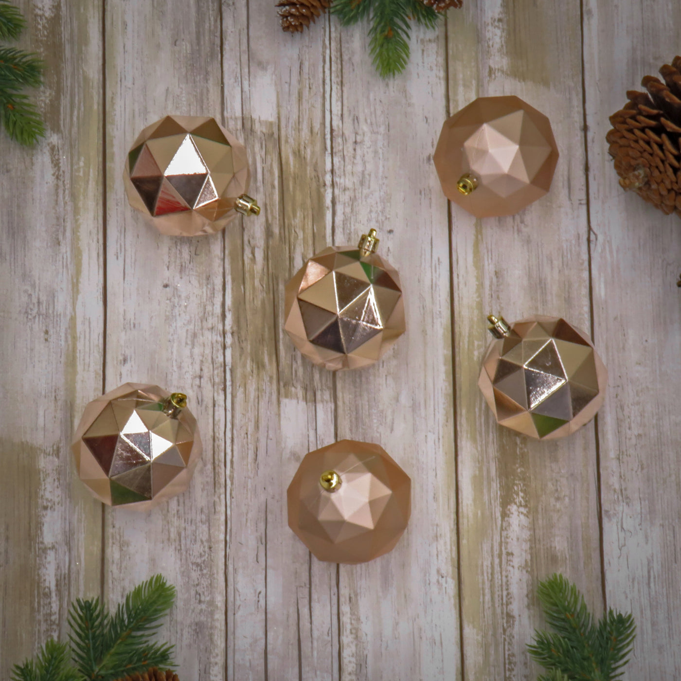 First Traditions 6 Piece Shatterproof Geometric Silver Ornaments - National Tree Company