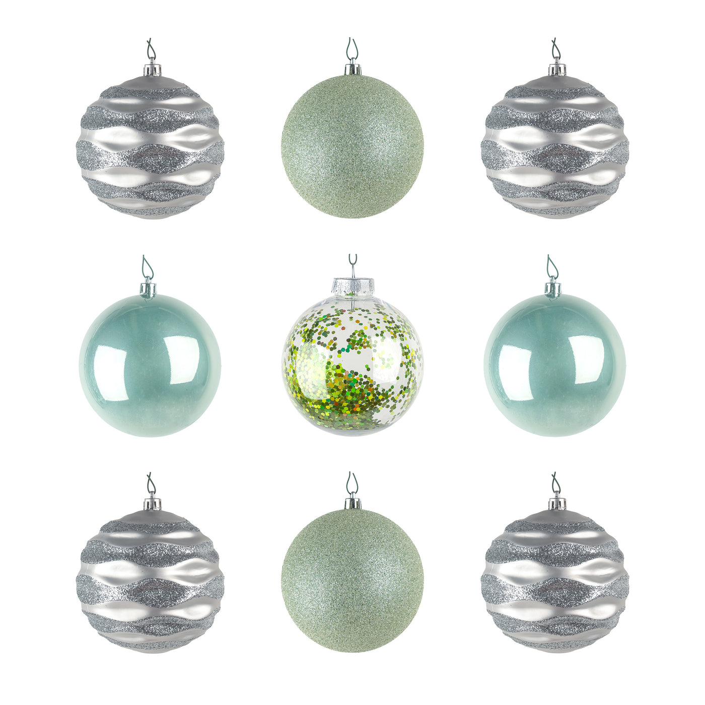13 in. Mint Xmas Ball Decor Set - National Tree Company