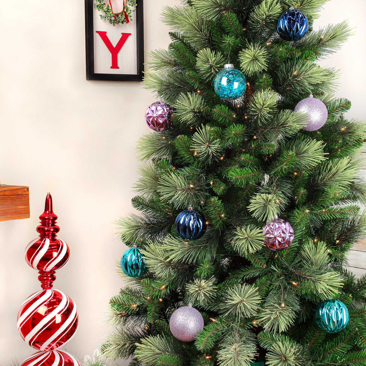 13 in. Purple Xmas Ball Decor Set - National Tree Company