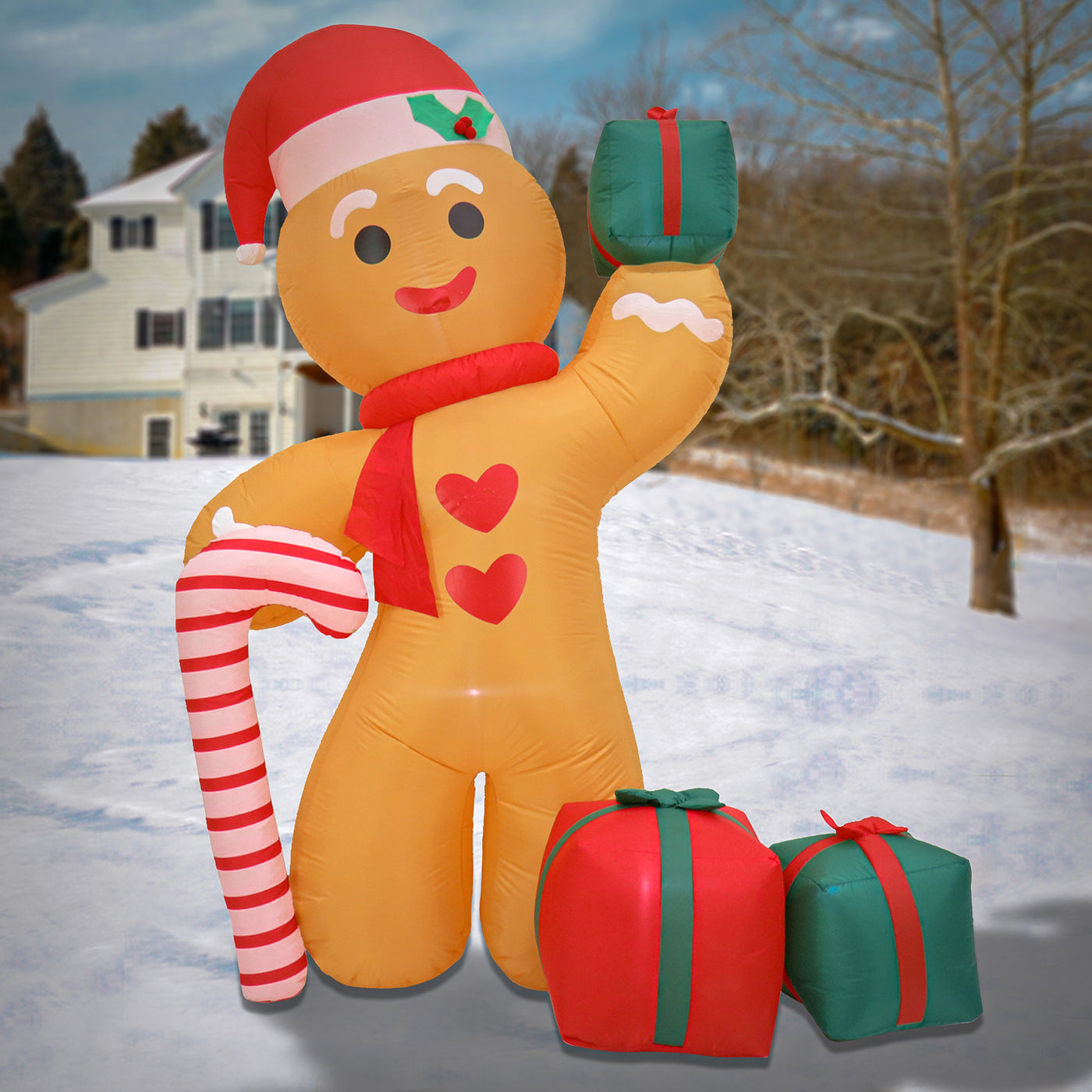 Ginger Inflatable 8 ft. Inflatable Blow Up Gingerman, Plug-In · National Tree Company