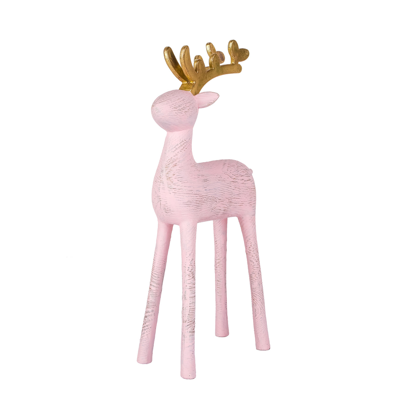 12 in. Woodgrain Reindeer Decor, Pink - National Tree Company