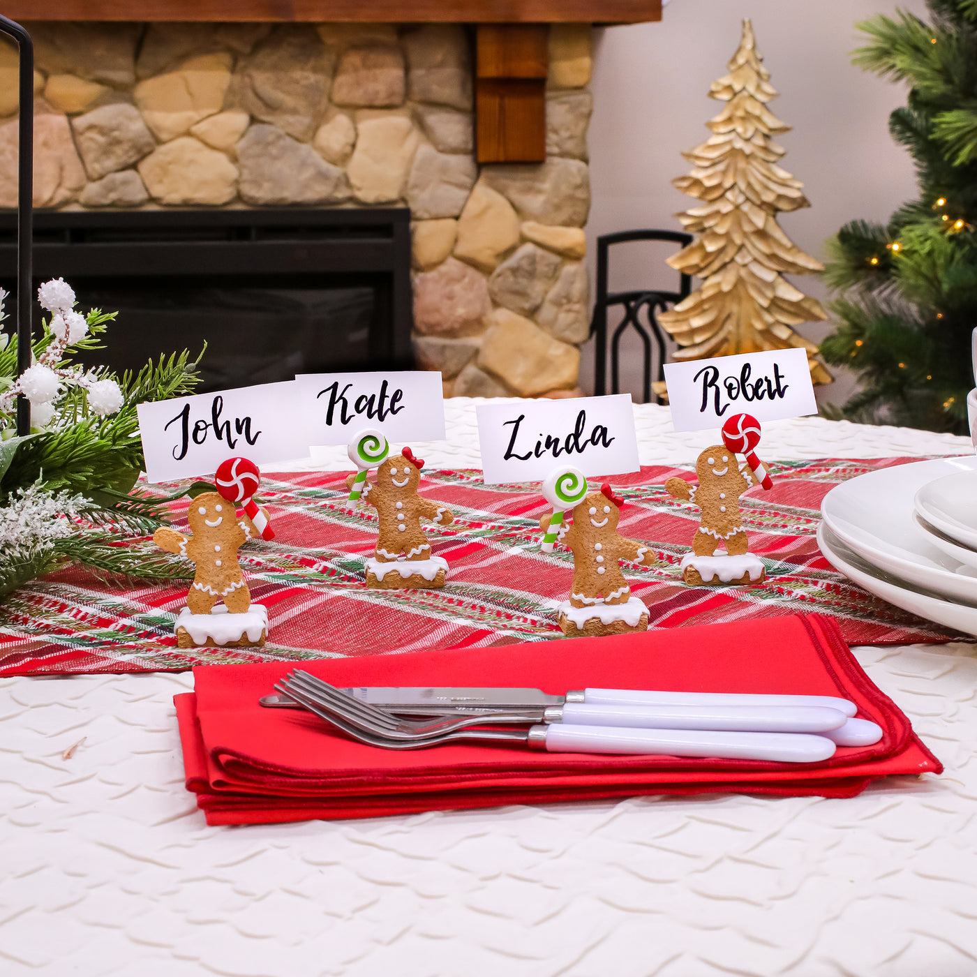 4-Piece Gingerbread Cookie Card Holders - National Tree Company