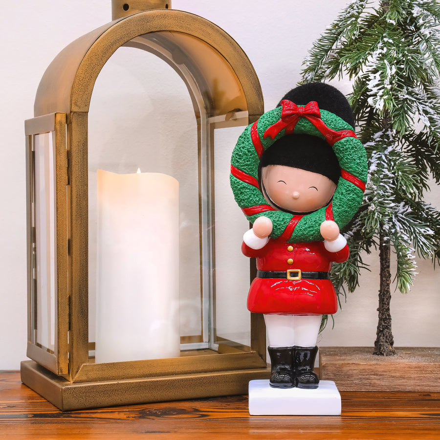10 in. Christmas Soldier Holding Wreath