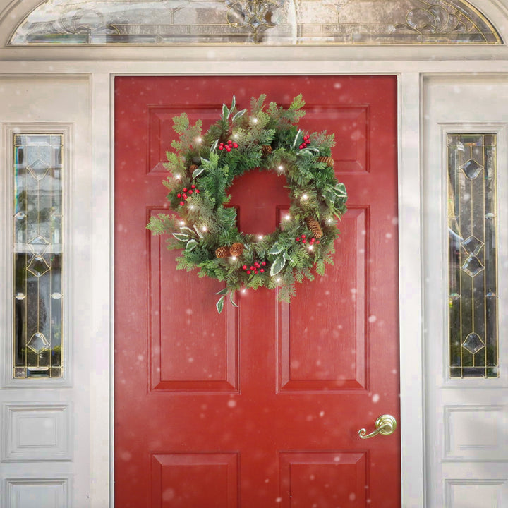First Traditions Collection 24" Christmas Joy Pre Lit Wreath