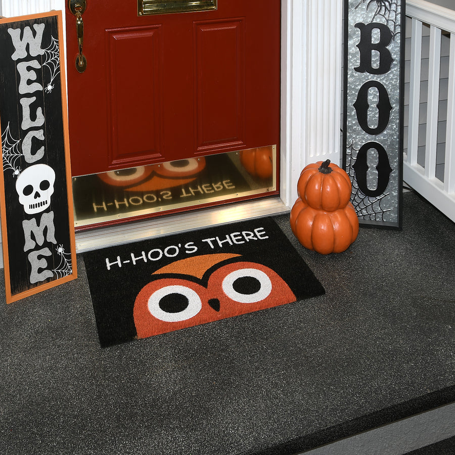 30 in. Halloween WHOS THERE Owl Doormat Decoration