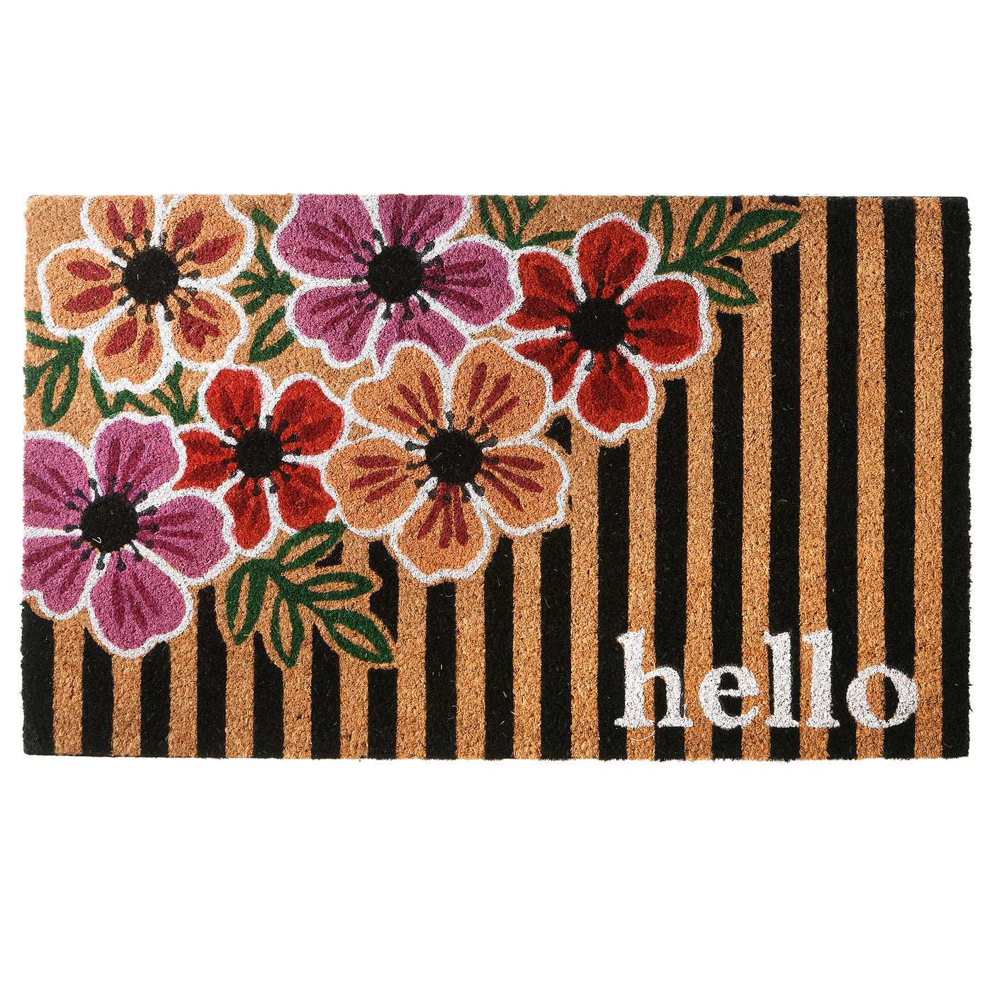 National Tree Company Welcome Entrance Mat, Brown, Flower Bloom Theme, Spring Collection, 30 Inches - National Tree Company