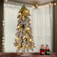 2 ft. Pre-Lit Snowy Downswept Forest Tree with Clear Lights - National Tree Company