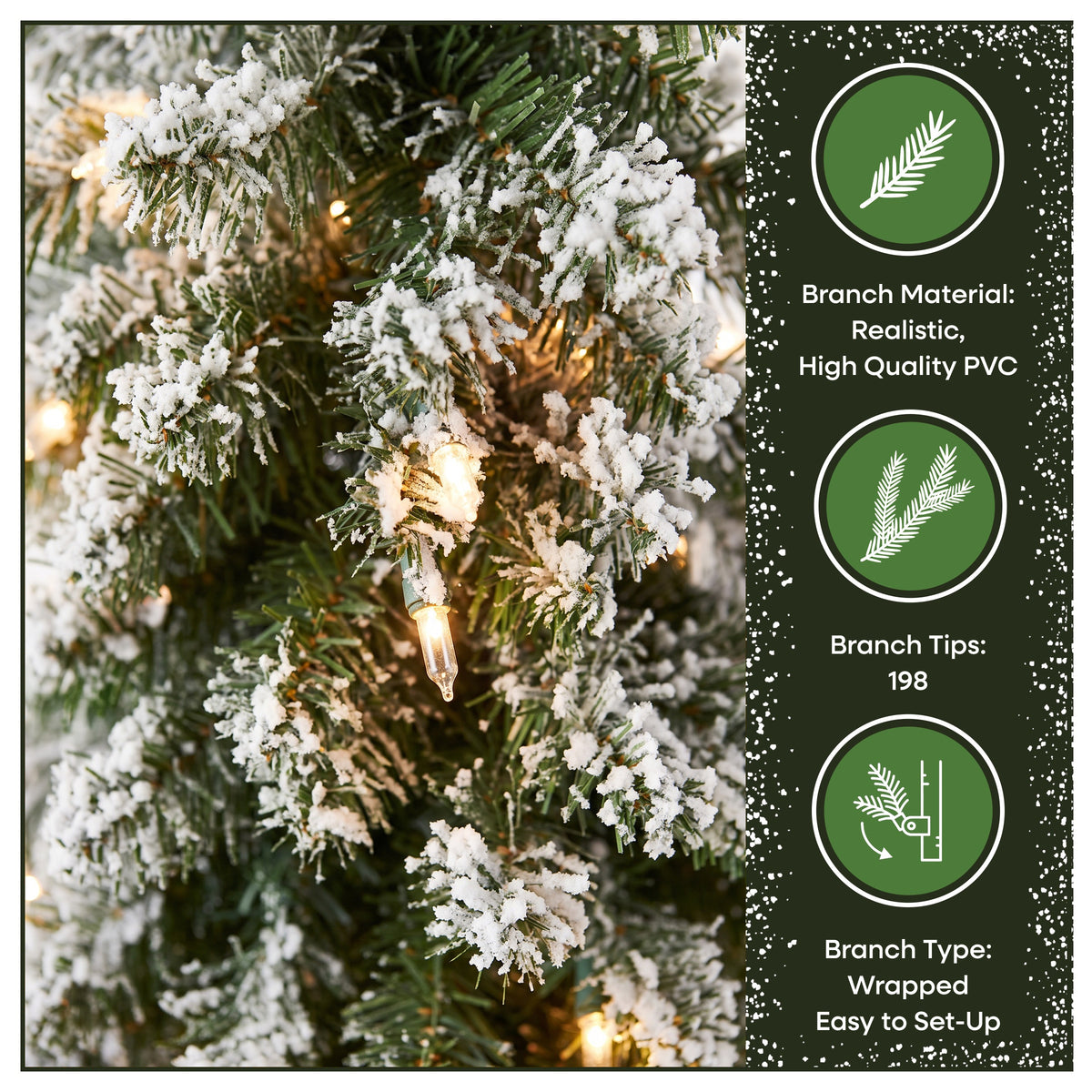 3 ft. Pre-Lit Snowy Downswept Forest Tree with Clear Lights - National Tree Company