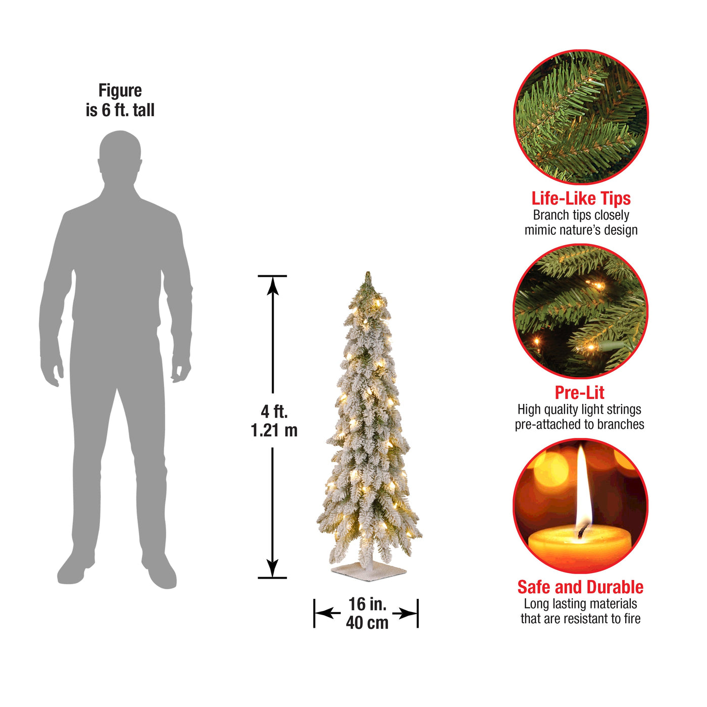 4 ft. Pre-Lit Snowy Downswept Forest Tree with Clear Lights - National Tree Company