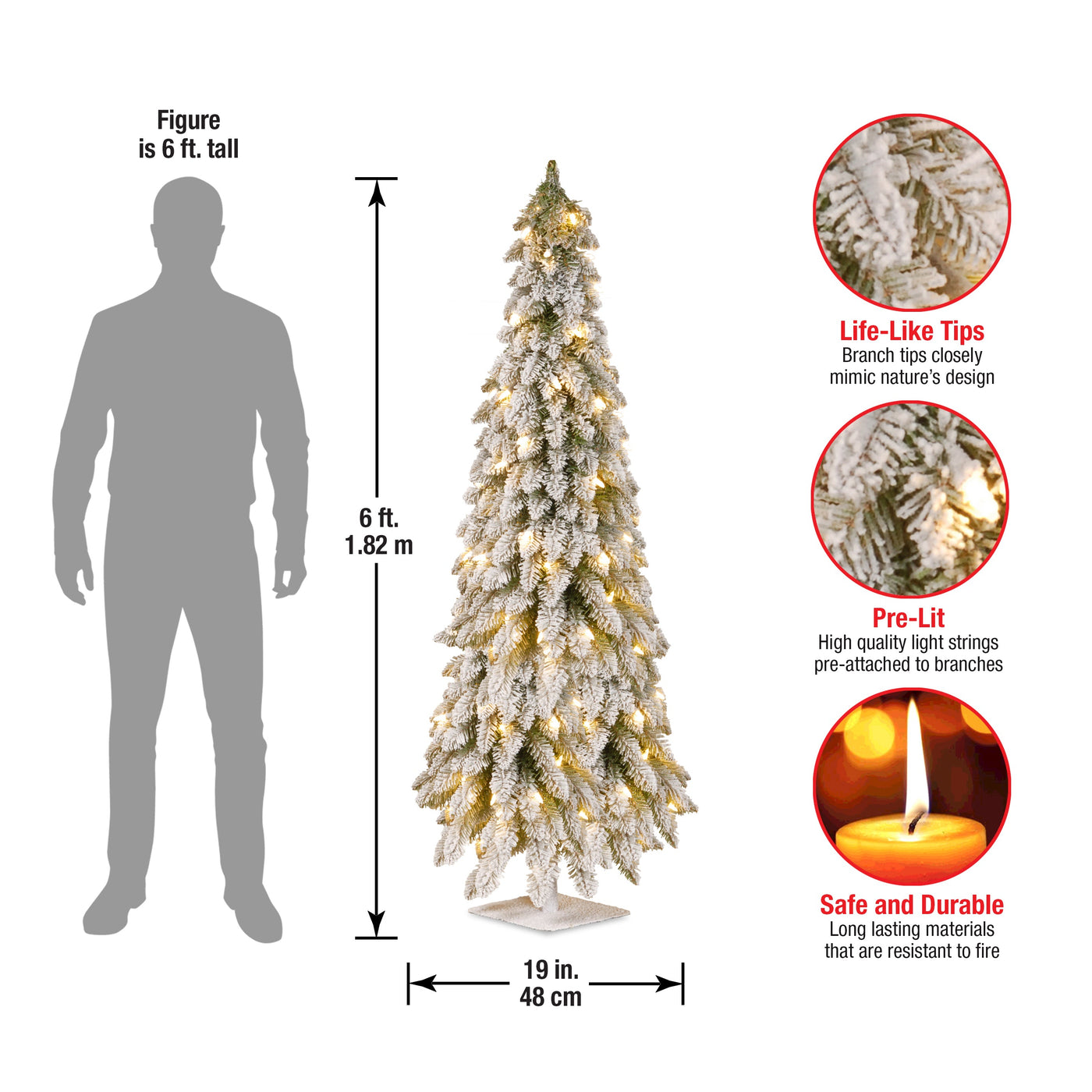 5 ft. Pre-Lit Snowy Downswept Forest Slim Tree with Clear Lights - National Tree Company