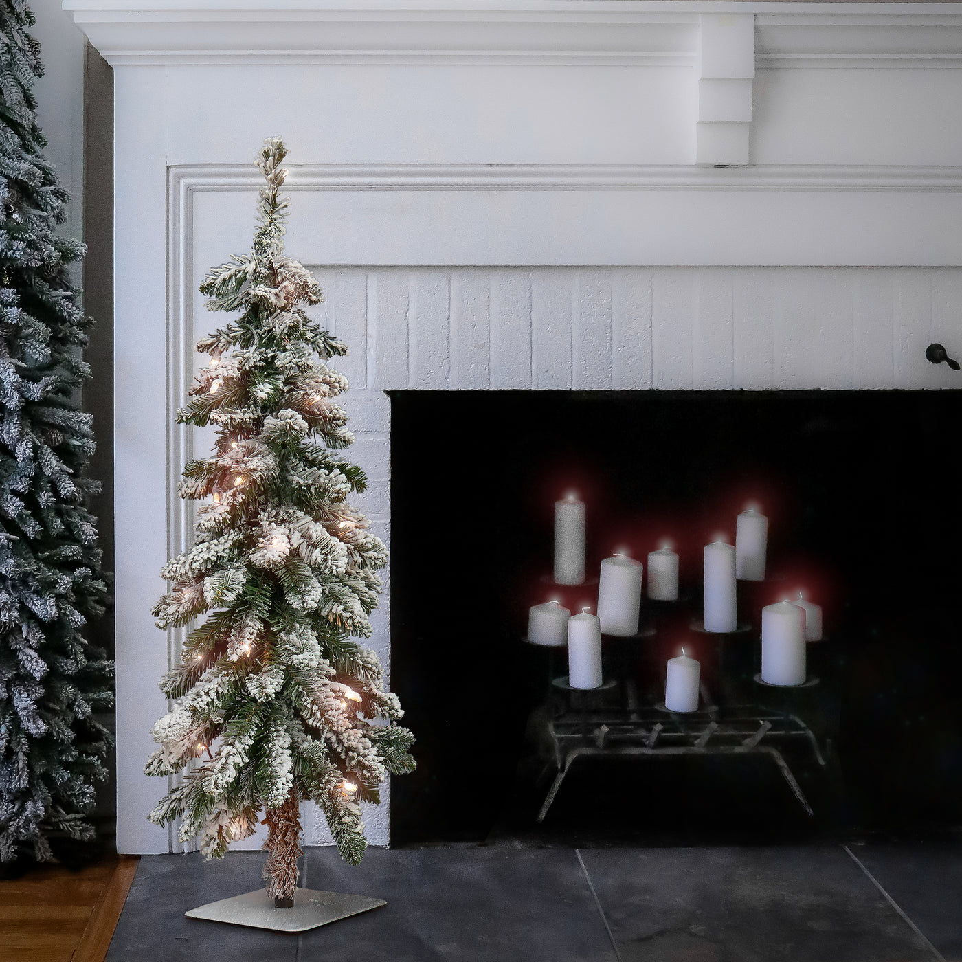 3 ft. Pre-Lit Snowy Downswept Forestree Tree with Clear Lights - National Tree Company