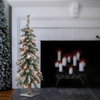 3 ft. Pre-Lit Snowy Downswept Forestree Tree with Clear Lights - National Tree Company