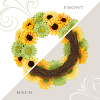 19 in. Spring Garden Accents Yellow Cosmos Wreath with Yellow and Green Sunflowers - National Tree Company