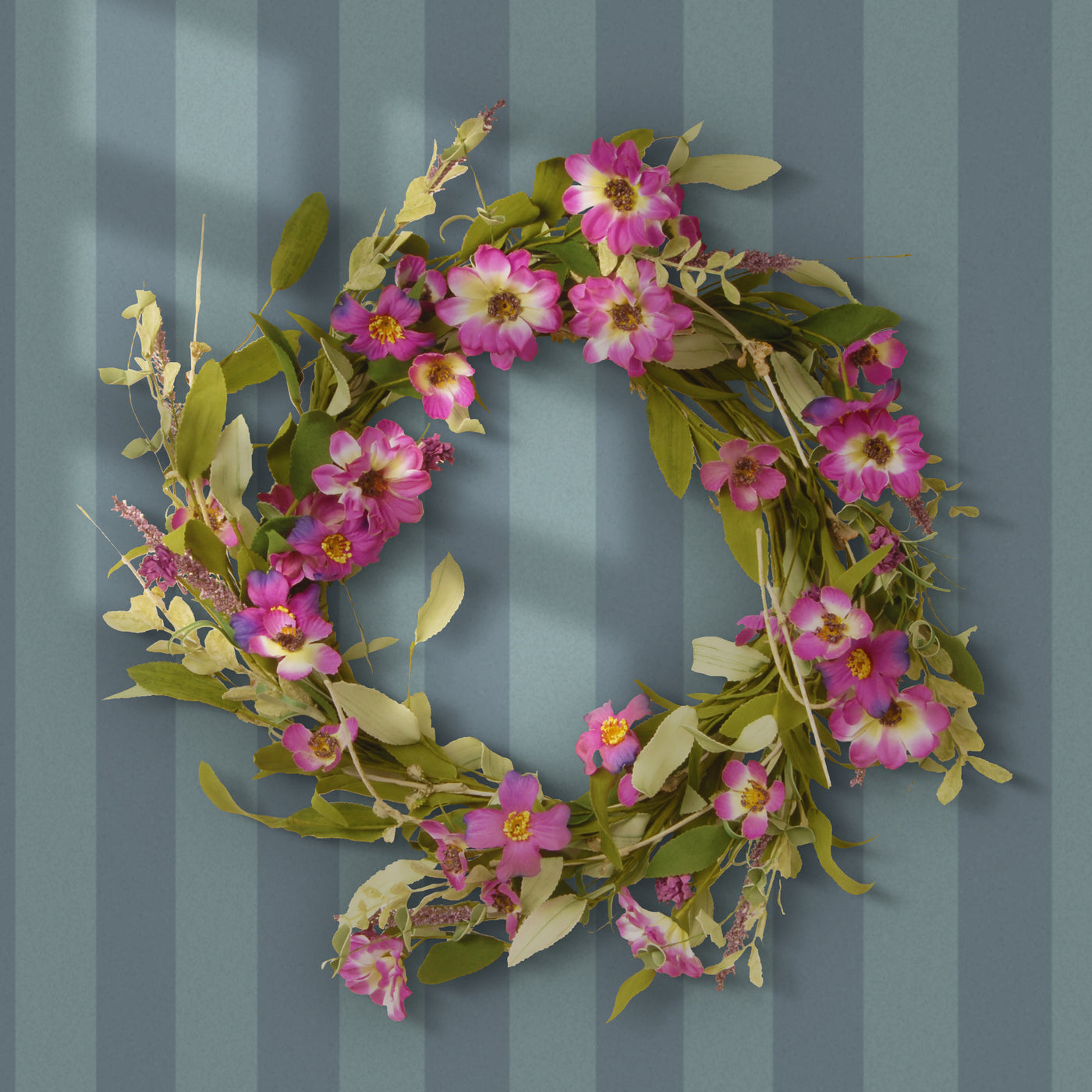 20 in. Spring Wreath with Flower Blooms, Leafy Greens - National Tree Company