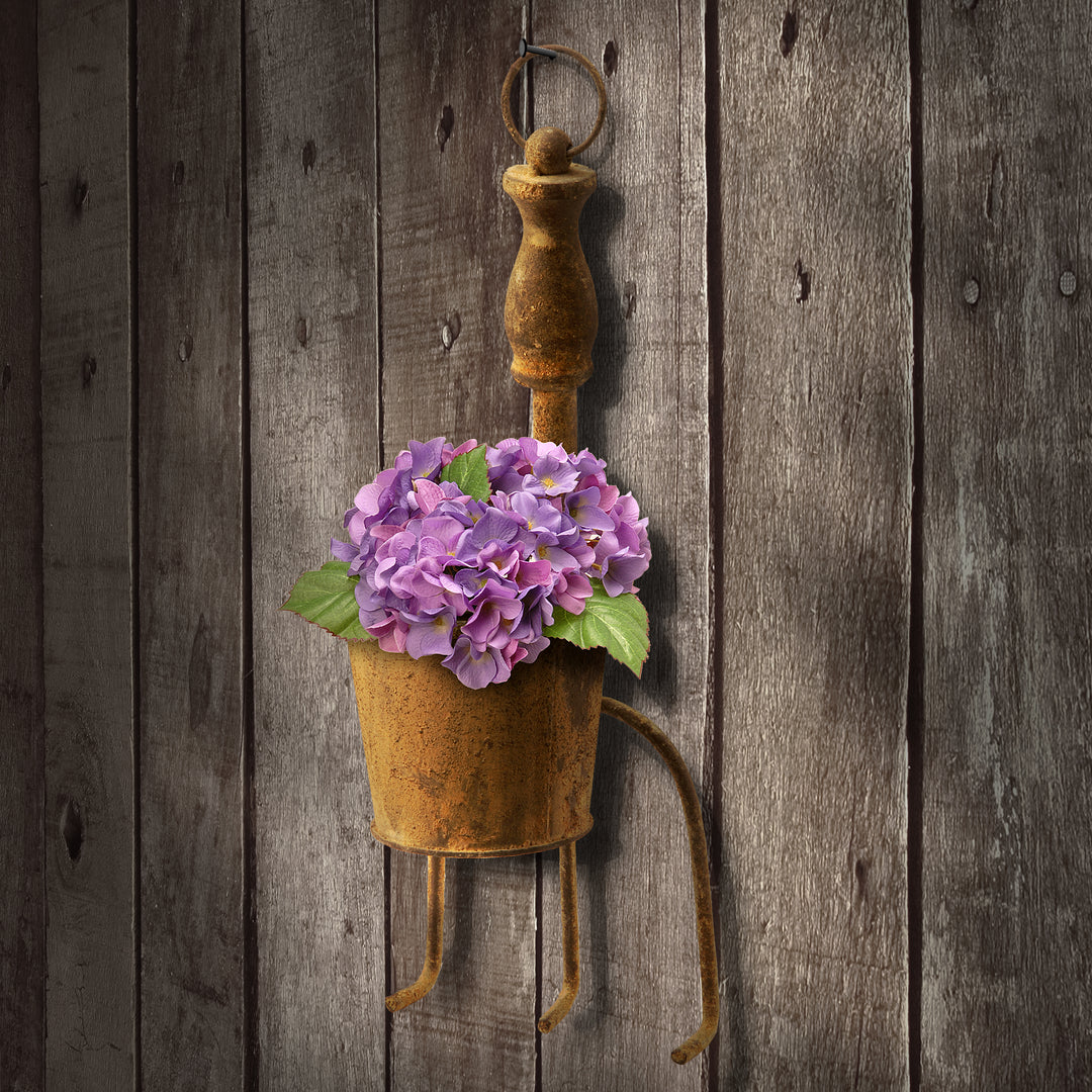 Garden Tool Flowerpot, Metal, Spring Collection, 15 Inches