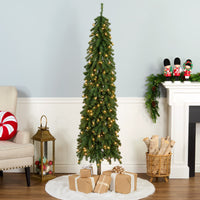 6.5 ft. Pre-Lit Snowy Grand Alpine Pencil Slim Tree with Clear Lights - National Tree Company