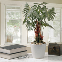 Artificial Potted Plant Decoration, Philodendron, Includes White Ceramic Pot, Spring Collection, 21 Inches - National Tree Company