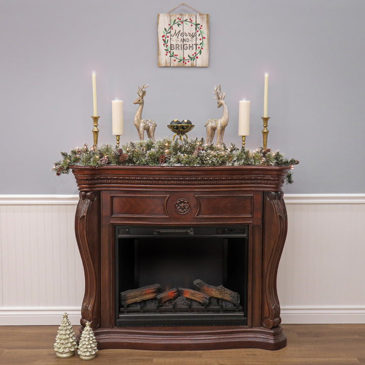 6 ft. Glittery Bristle(R) Pine Mantel Swag with Clear Lights