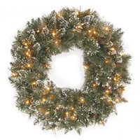 24 in. Glittery Bristle Pine Wreath with Clear Lights - National Tree Company