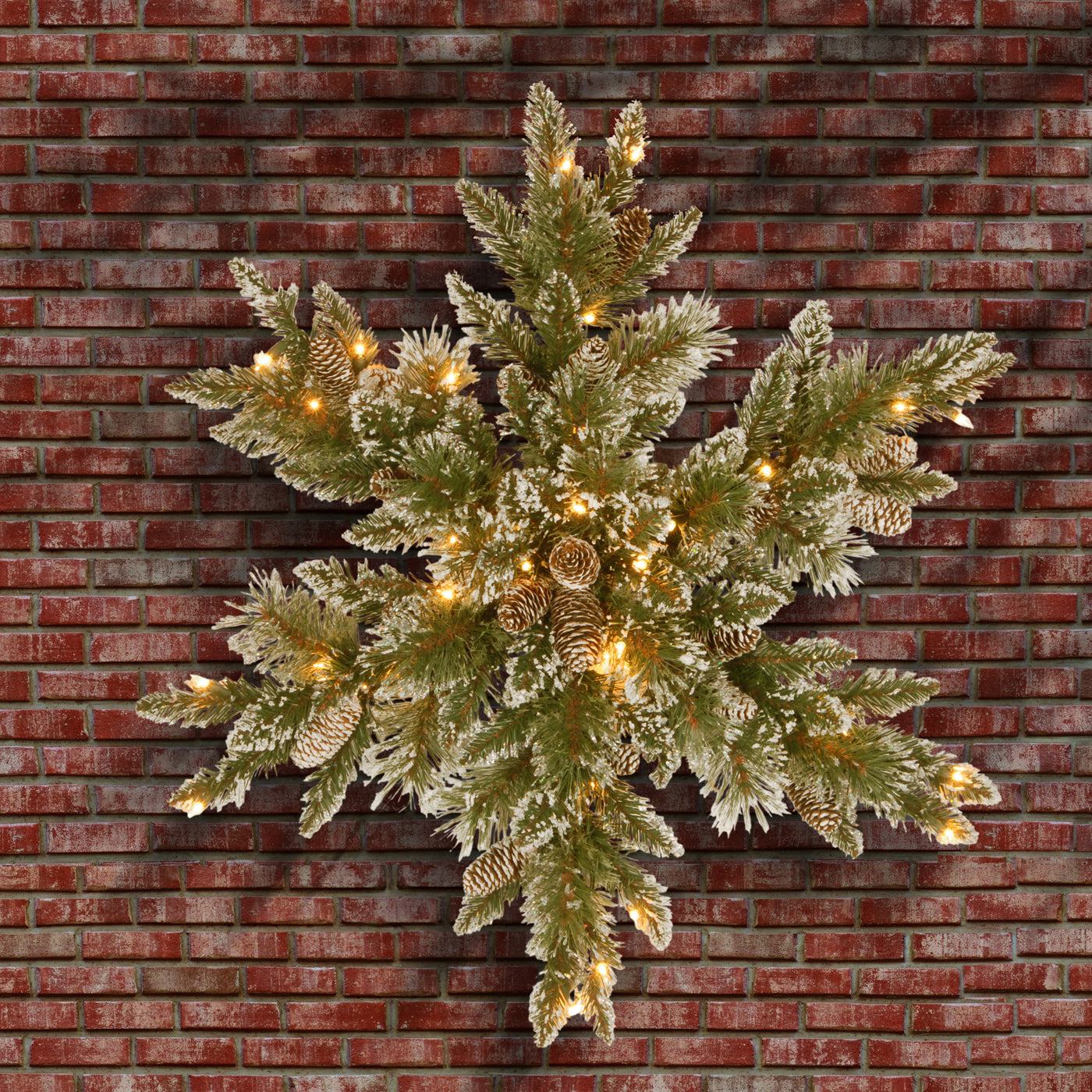 32 in. Pre-Lit Glittery Bristle Pine Snowflake with LED Lights - National Tree Company