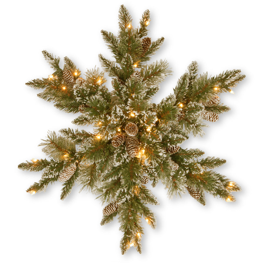 32 in. Pre-Lit Glittery Bristle Pine Snowflake with Clear Lights - National Tree Company