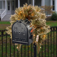 36 in. Pre-Lit Glittery Bristle Pine Mailbox Swag with Warm White LED Lights - National Tree Company