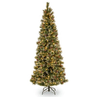 6.5 ft. Pre-Lit Glittery Bristle Slim Tree with Clear Lights - National Tree Company