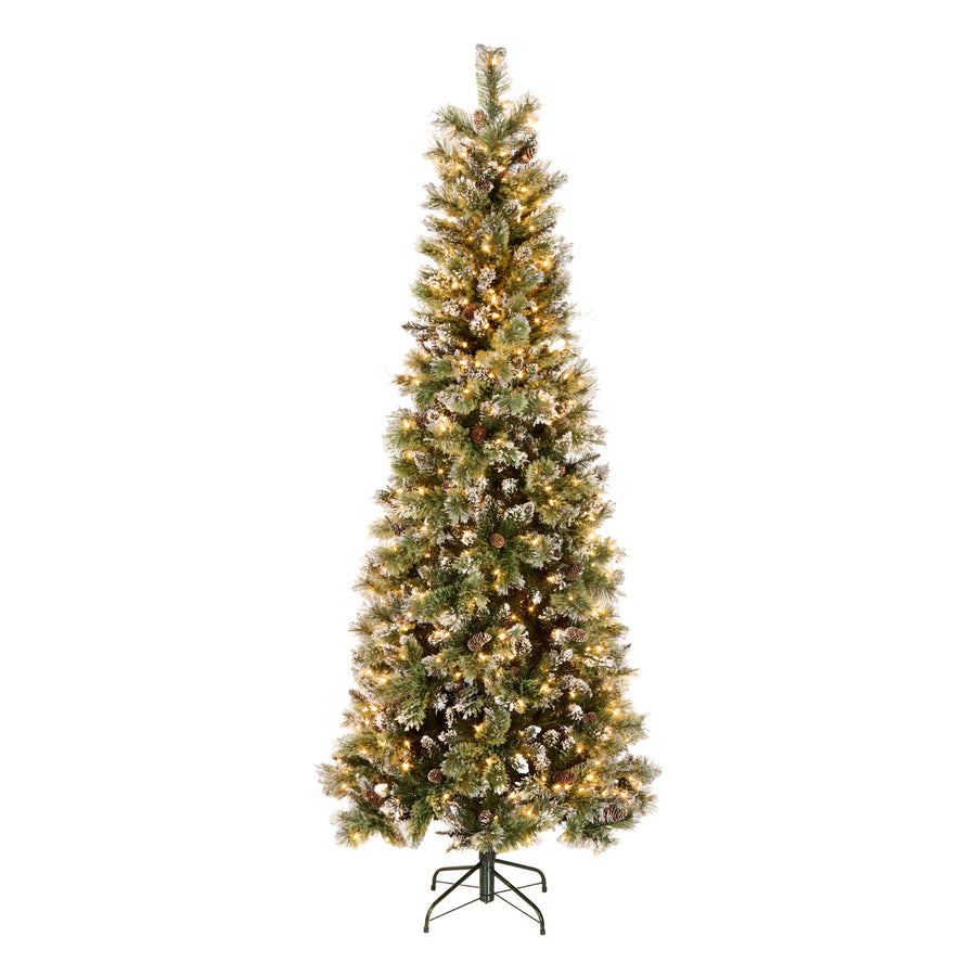 7.5 ft. Pre-Lit Glittery Bristle Slim Tree with Clear Lights - National Tree Company